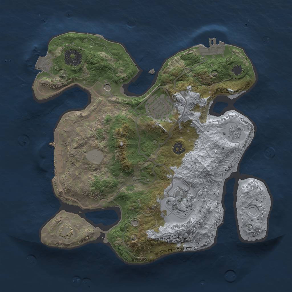 Rust Map: Procedural Map, Size: 2500, Seed: 57705056, 10 Monuments
