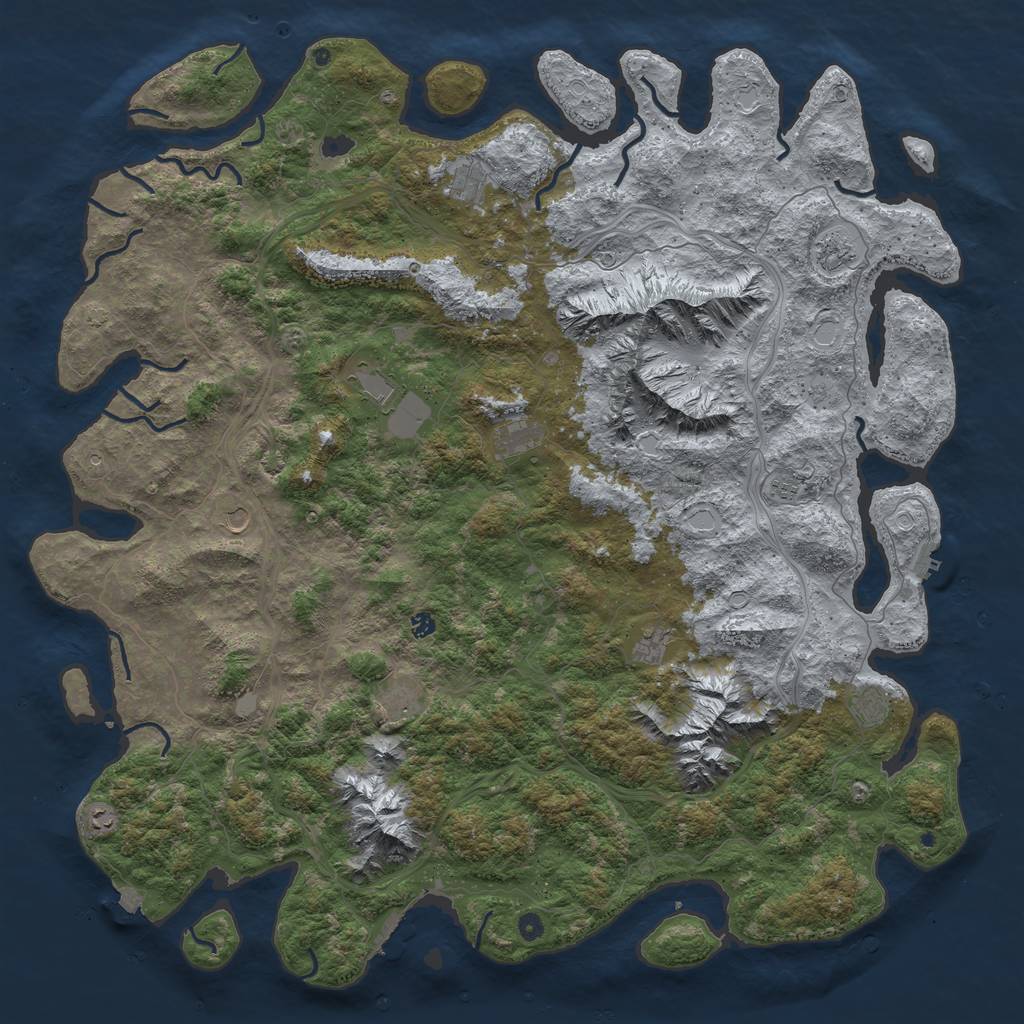 Rust Map: Procedural Map, Size: 6000, Seed: 659672767, 19 Monuments