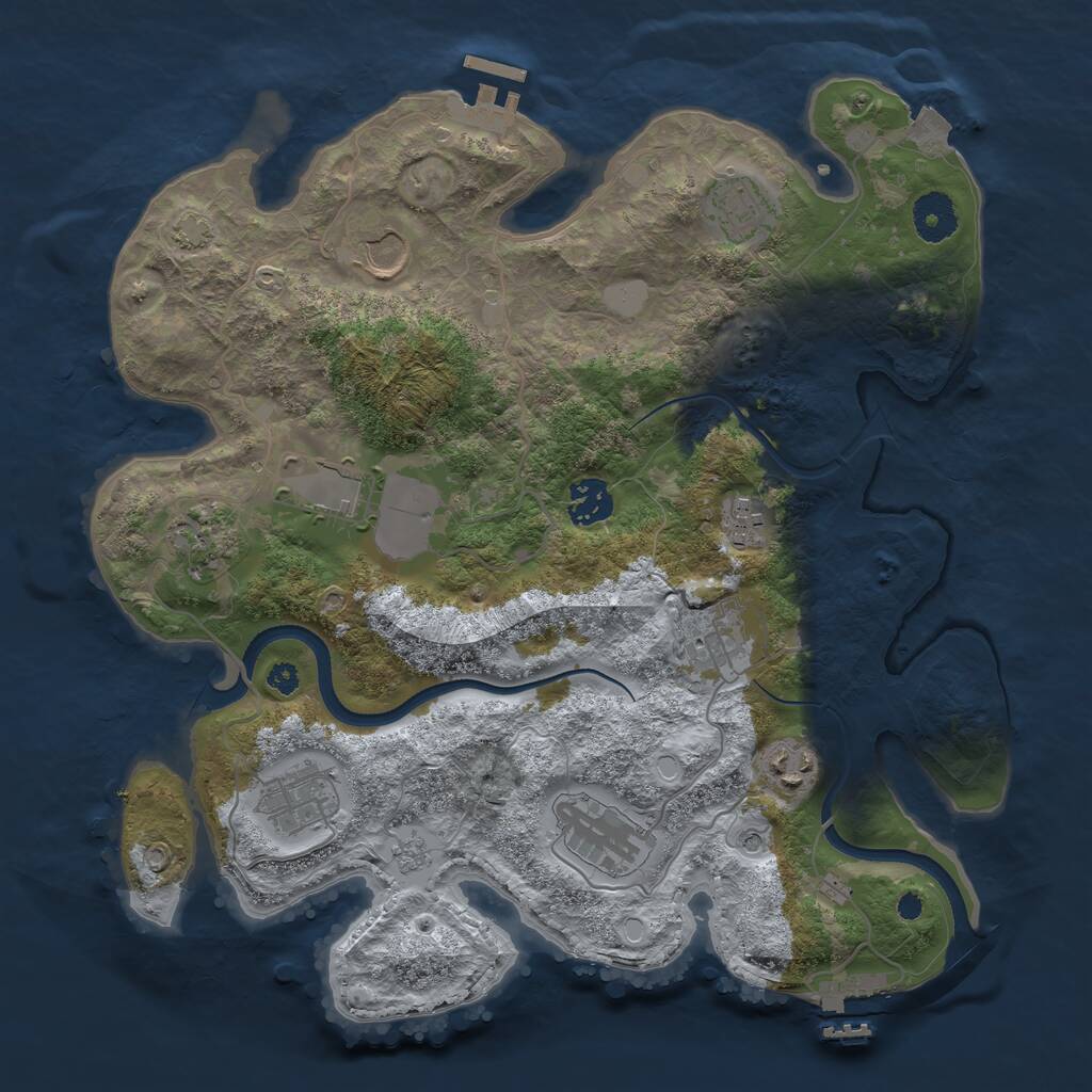 Rust Map: Procedural Map, Size: 3500, Seed: 485512564, 16 Monuments