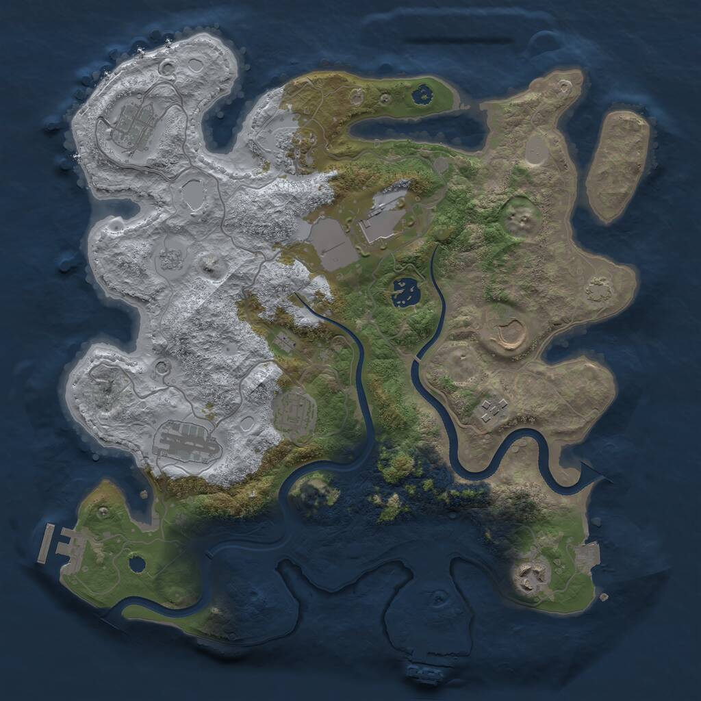 Rust Map: Procedural Map, Size: 3500, Seed: 75195, 15 Monuments