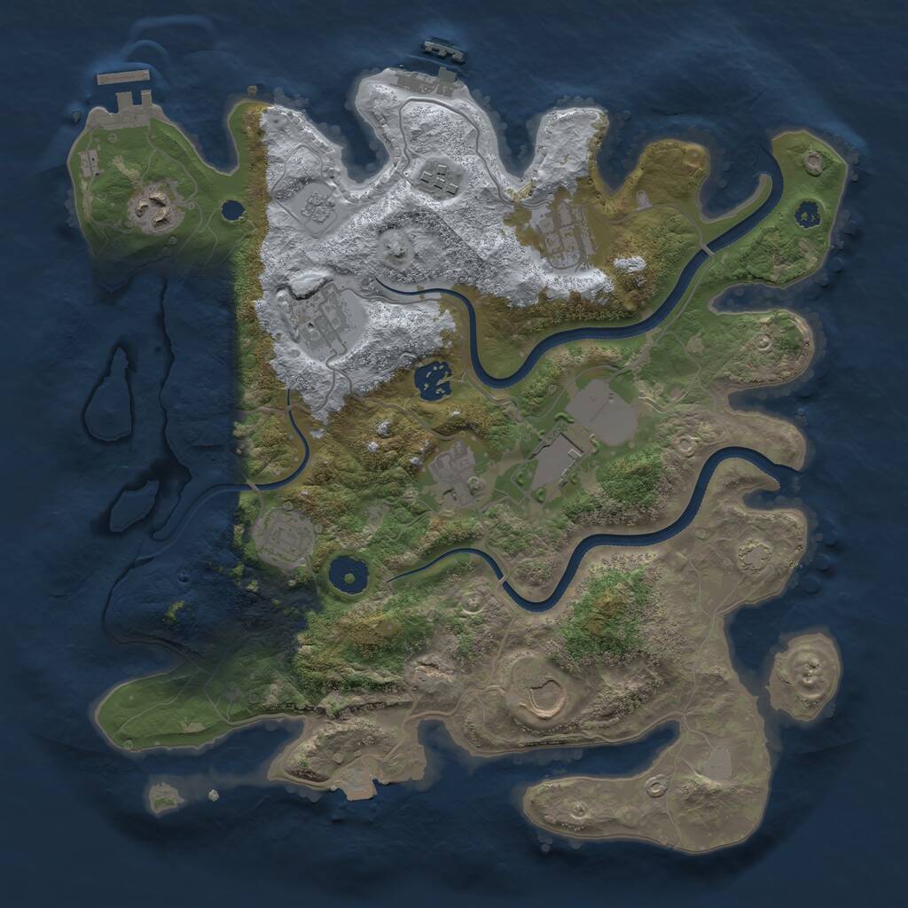 Rust Map: Procedural Map, Size: 3500, Seed: 29275496, 14 Monuments