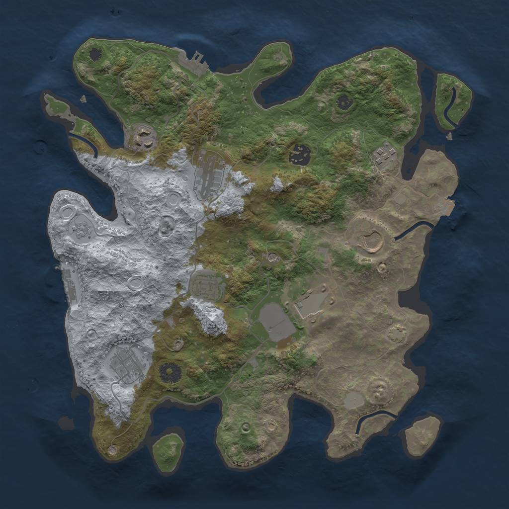 Rust Map: Procedural Map, Size: 3500, Seed: 798057478, 16 Monuments