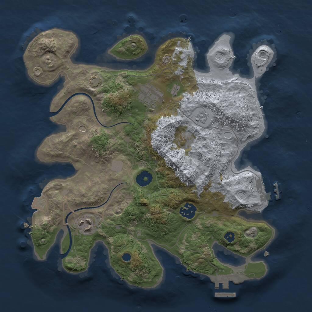 Rust Map: Procedural Map, Size: 3000, Seed: 531234, 9 Monuments