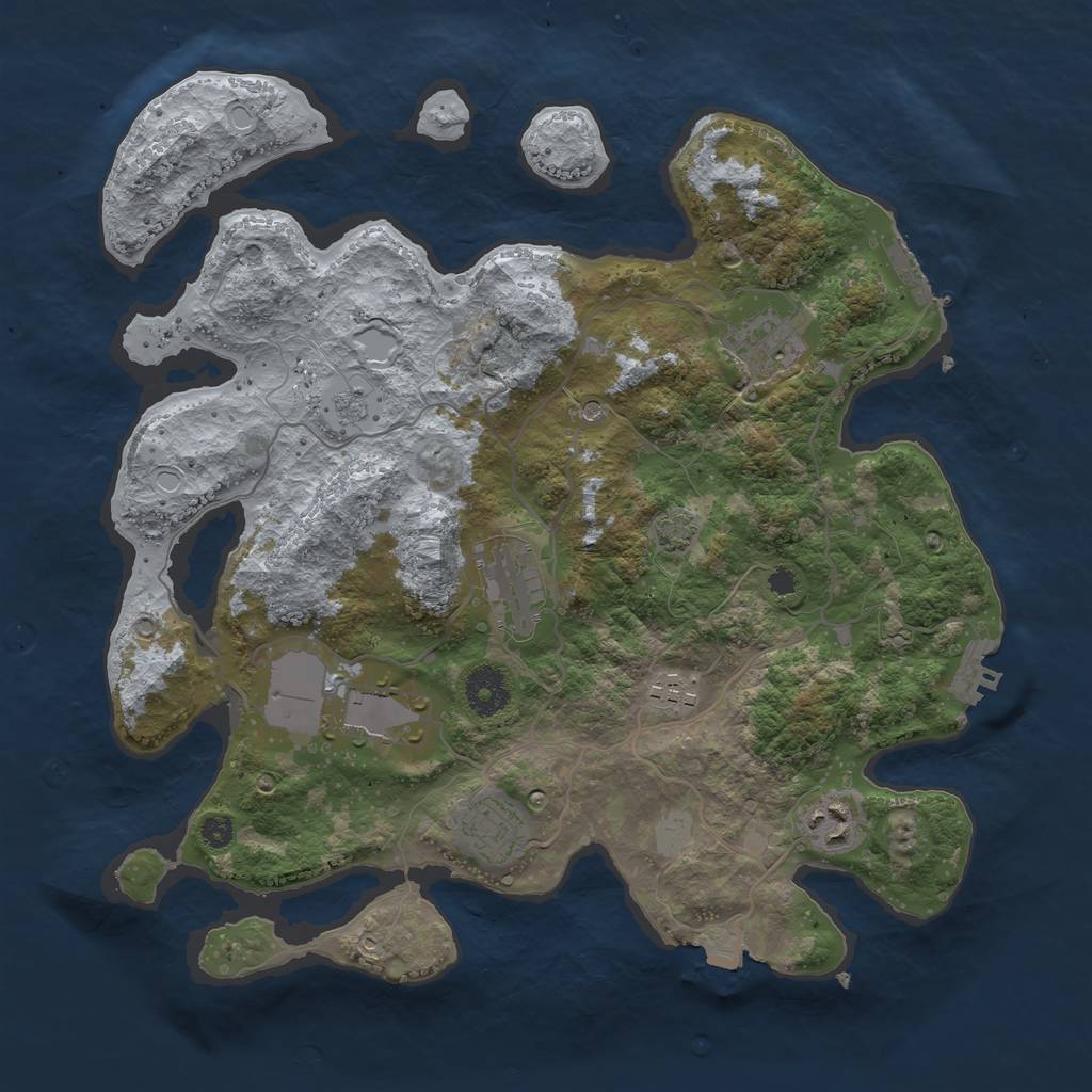 Rust Map: Procedural Map, Size: 3500, Seed: 1980, 14 Monuments
