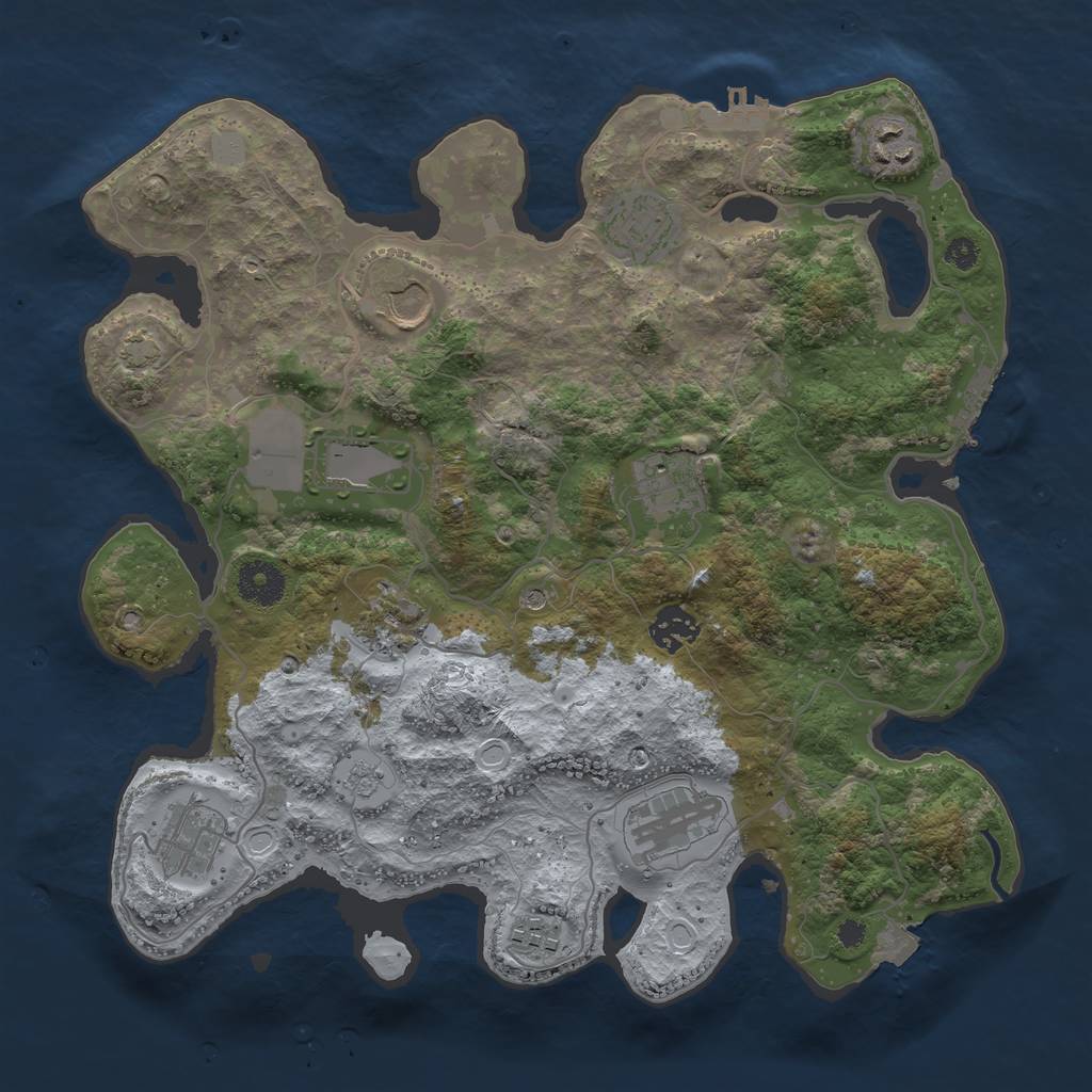 Rust Map: Procedural Map, Size: 3500, Seed: 1554110840, 18 Monuments
