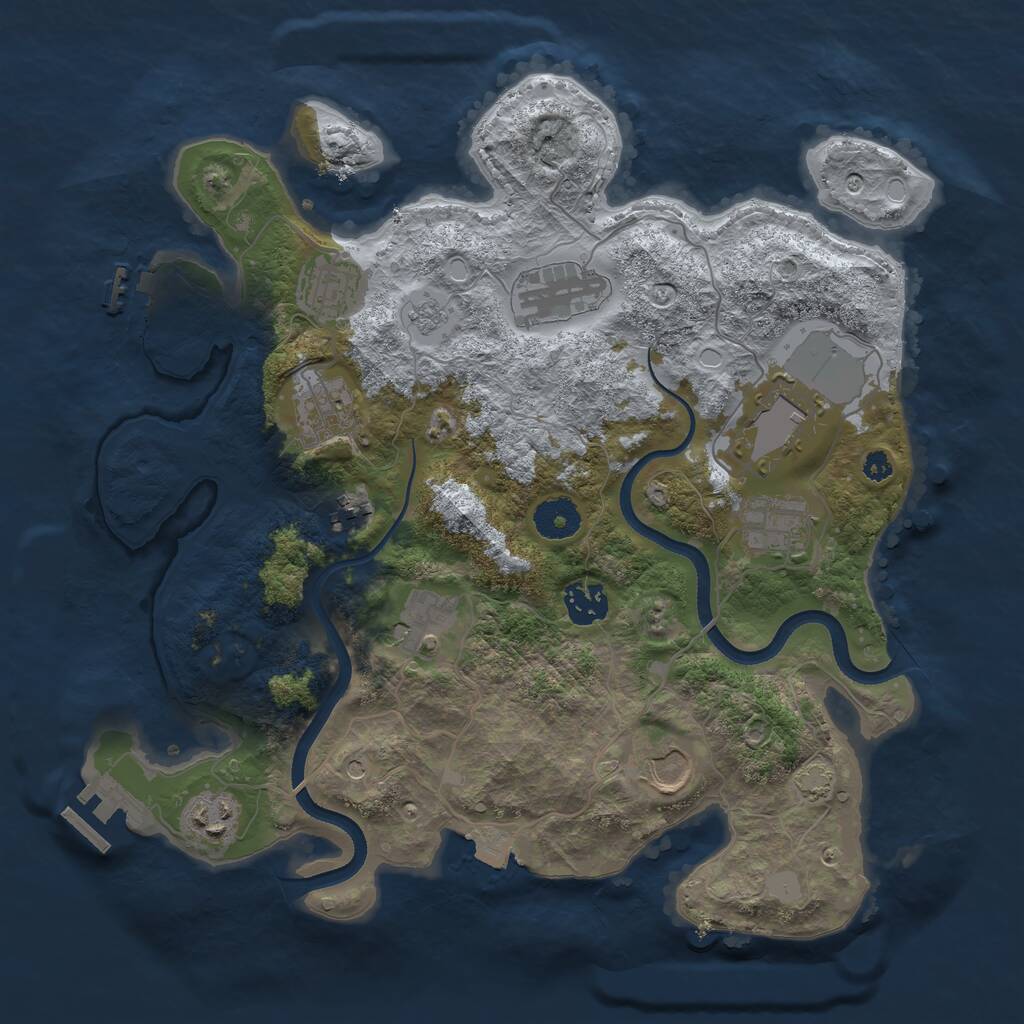 Rust Map: Procedural Map, Size: 3500, Seed: 2106260620, 16 Monuments