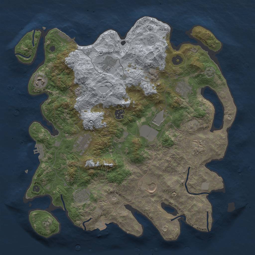 Rust Map: Procedural Map, Size: 3750, Seed: 1196022345, 18 Monuments