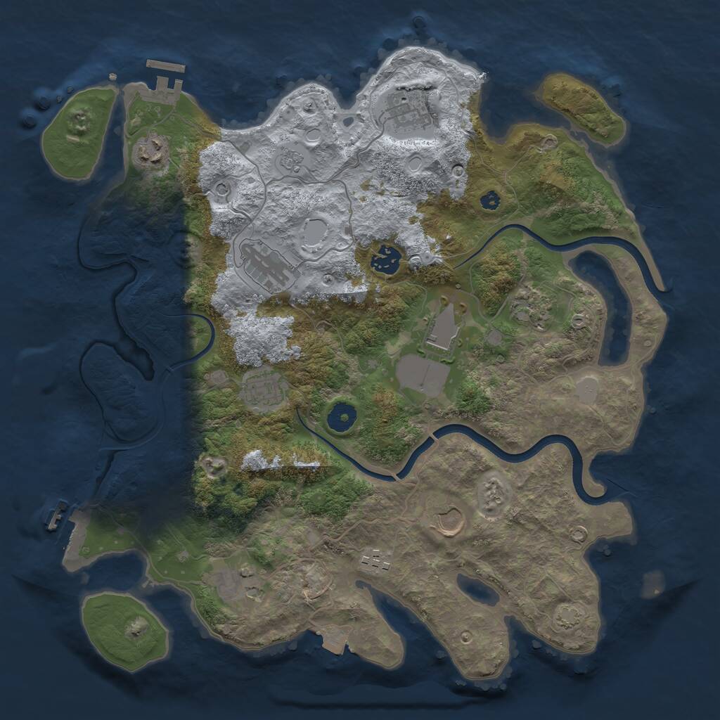 Rust Map: Procedural Map, Size: 3750, Seed: 1196022345, 16 Monuments