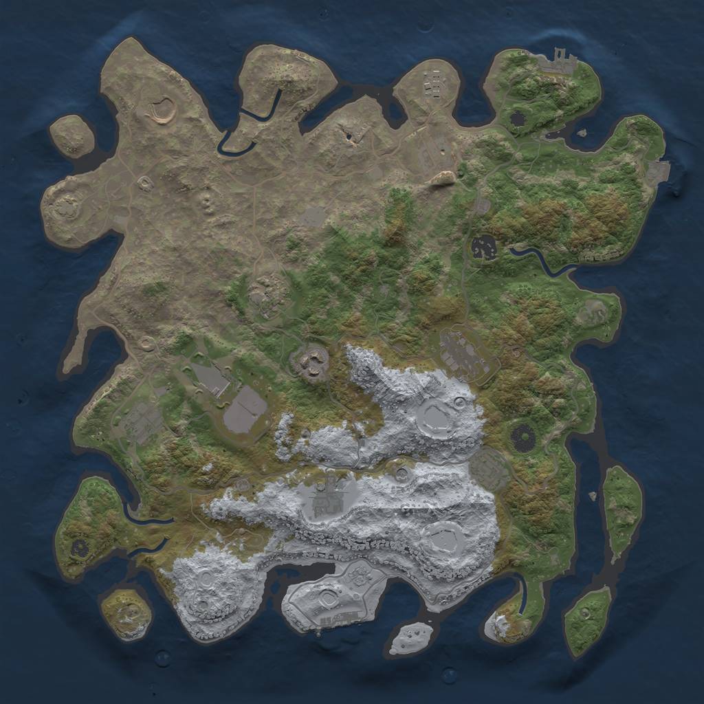 Rust Map: Procedural Map, Size: 4000, Seed: 49867, 19 Monuments