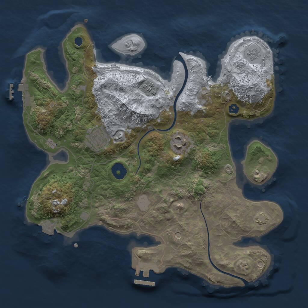 Rust Map: Procedural Map, Size: 3000, Seed: 1231168192, 9 Monuments