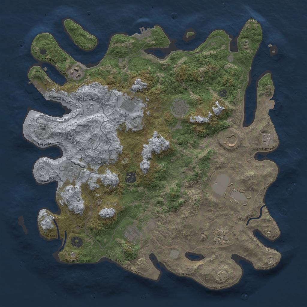 Rust Map: Procedural Map, Size: 4000, Seed: 52588, 18 Monuments