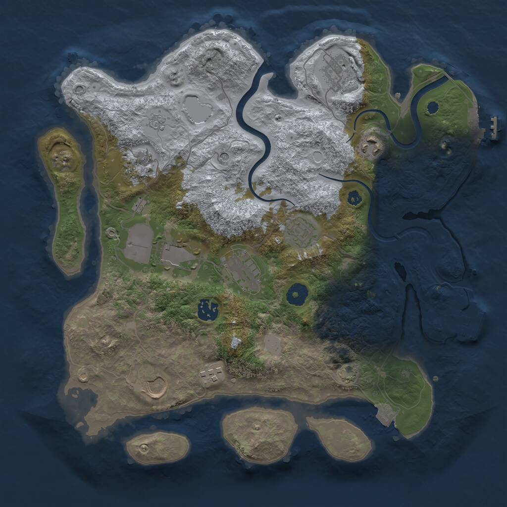 Rust Map: Procedural Map, Size: 3500, Seed: 45805497, 15 Monuments