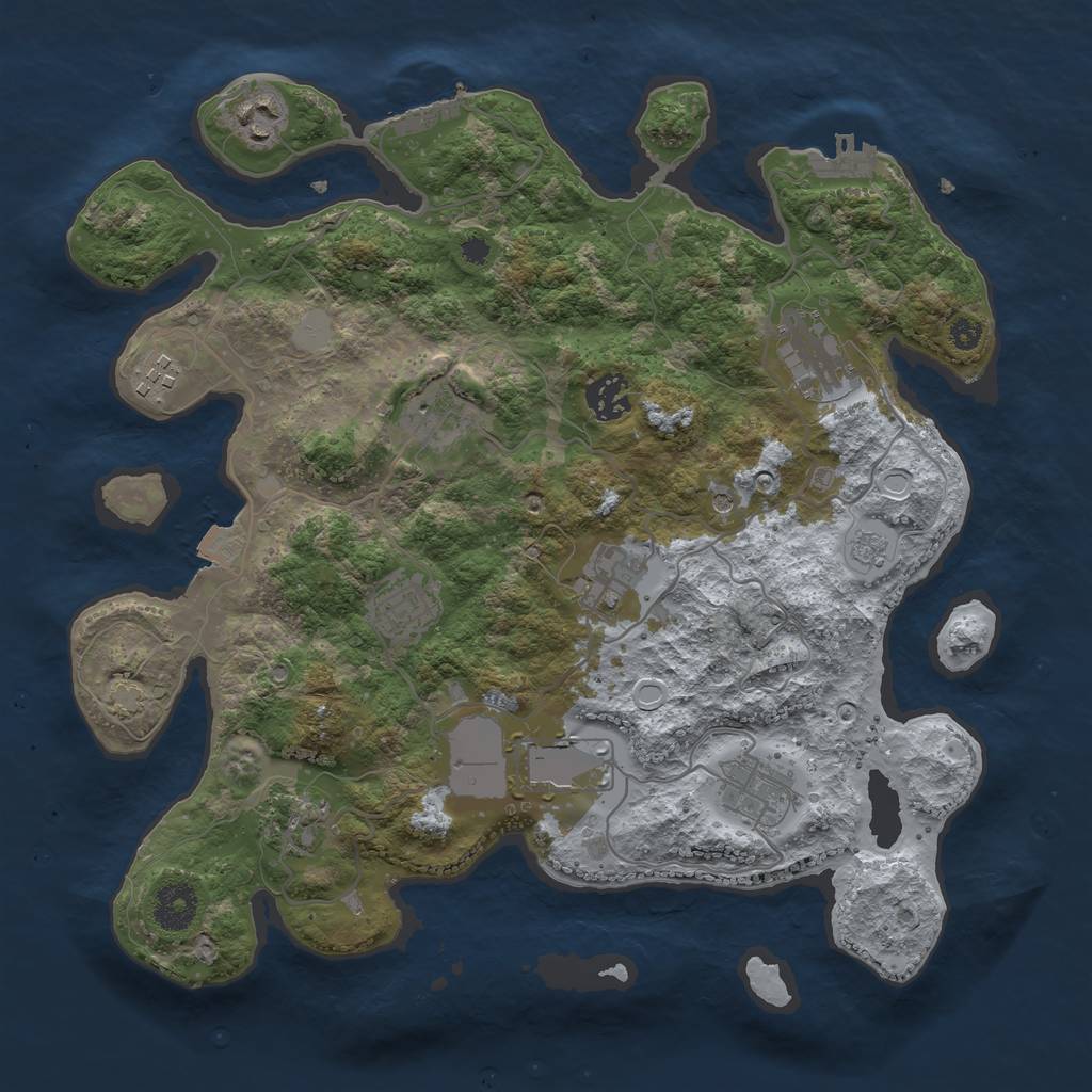 Rust Map: Procedural Map, Size: 3500, Seed: 105690316, 18 Monuments