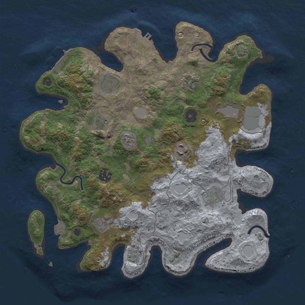 Rust Map: Procedural Map, Size: 3500, Seed: 278961142, 17 Monuments