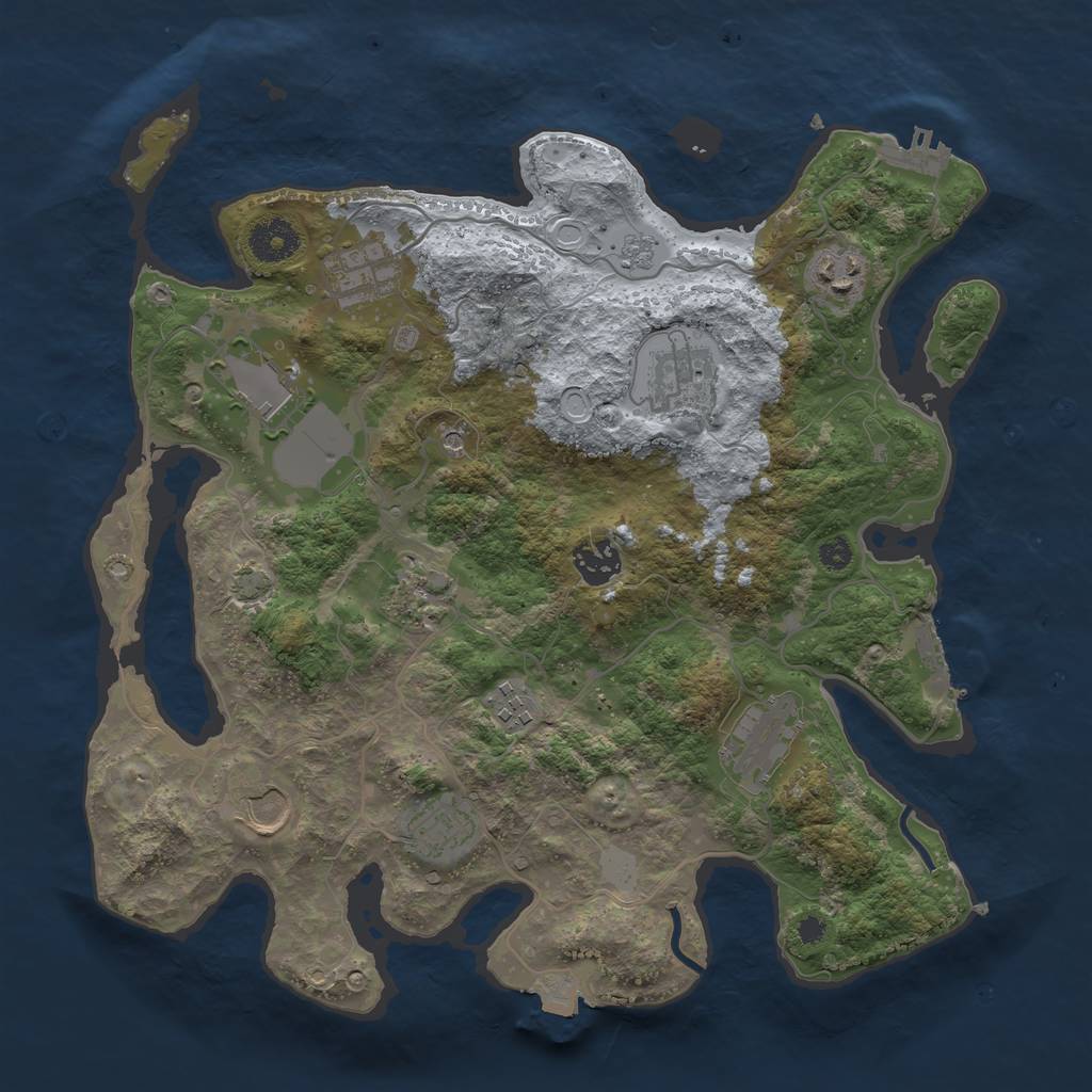 Rust Map: Procedural Map, Size: 3500, Seed: 192448587, 18 Monuments