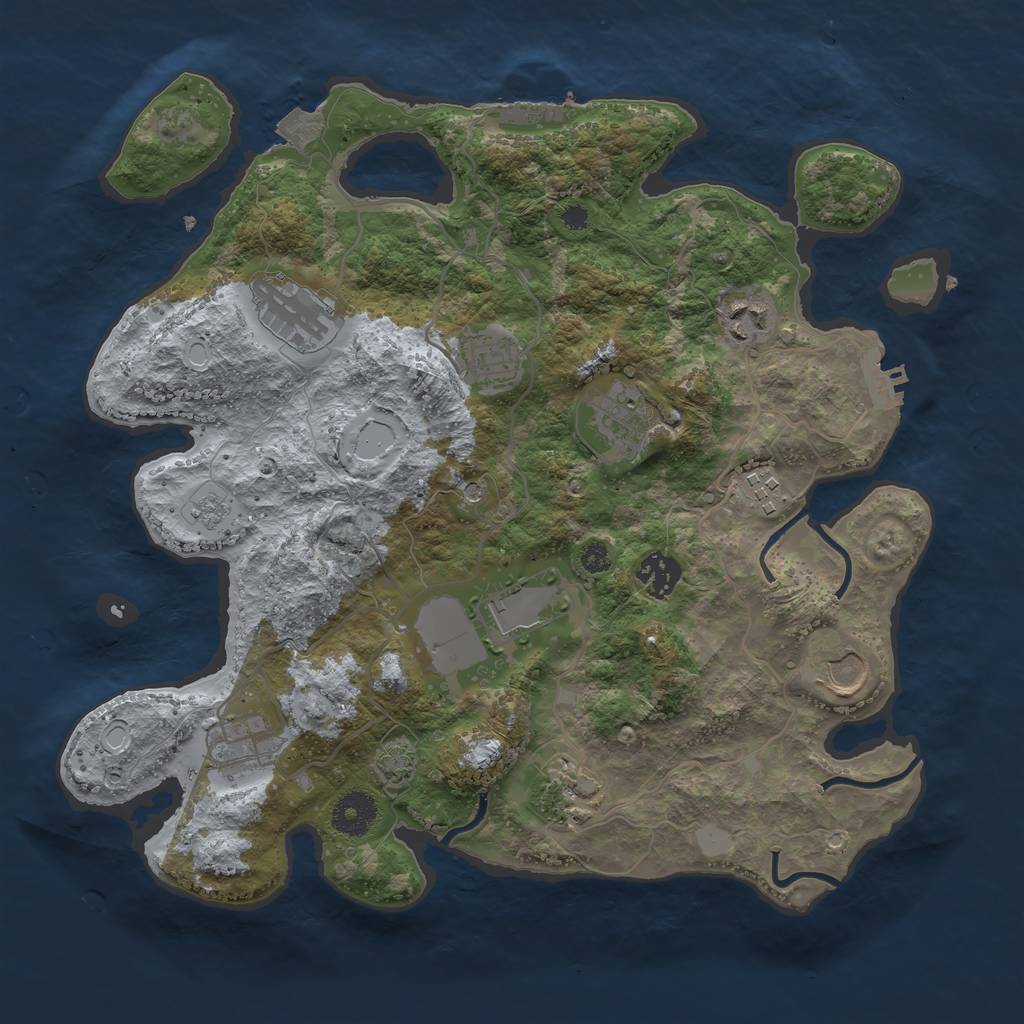 Rust Map: Procedural Map, Size: 3500, Seed: 651801708, 18 Monuments