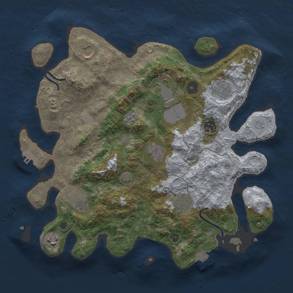 Rust Map: Procedural Map, Size: 3500, Seed: 971287272, 16 Monuments