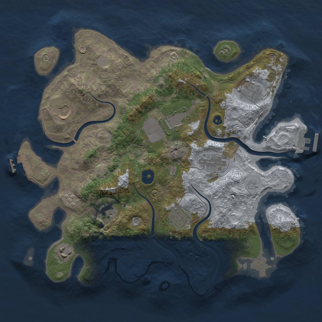 Rust Map: Procedural Map, Size: 3500, Seed: 971287272, 14 Monuments