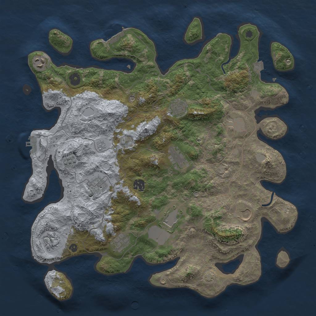 Rust Map: Procedural Map, Size: 4000, Seed: 722805034, 19 Monuments