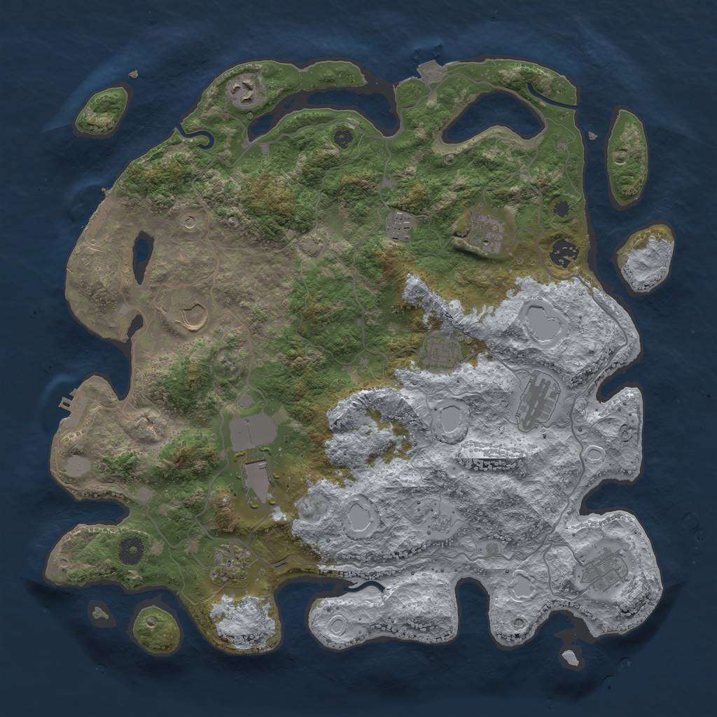 Rust Map: Procedural Map, Size: 4000, Seed: 333604935, 18 Monuments