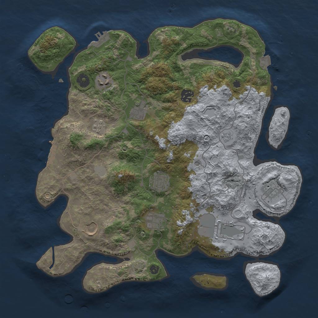 Rust Map: Procedural Map, Size: 3600, Seed: 49923402, 17 Monuments
