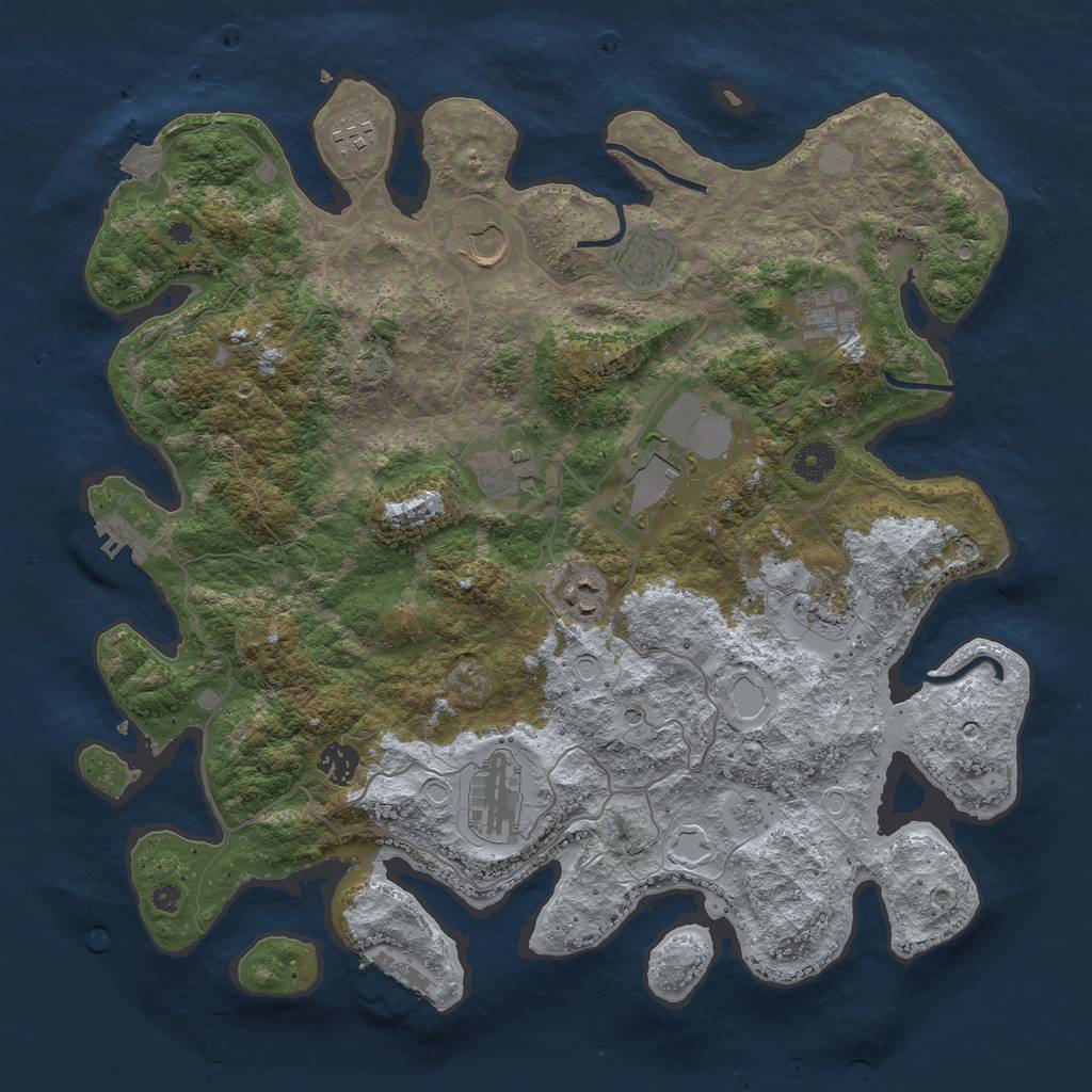 Rust Map: Procedural Map, Size: 4000, Seed: 342422398, 18 Monuments