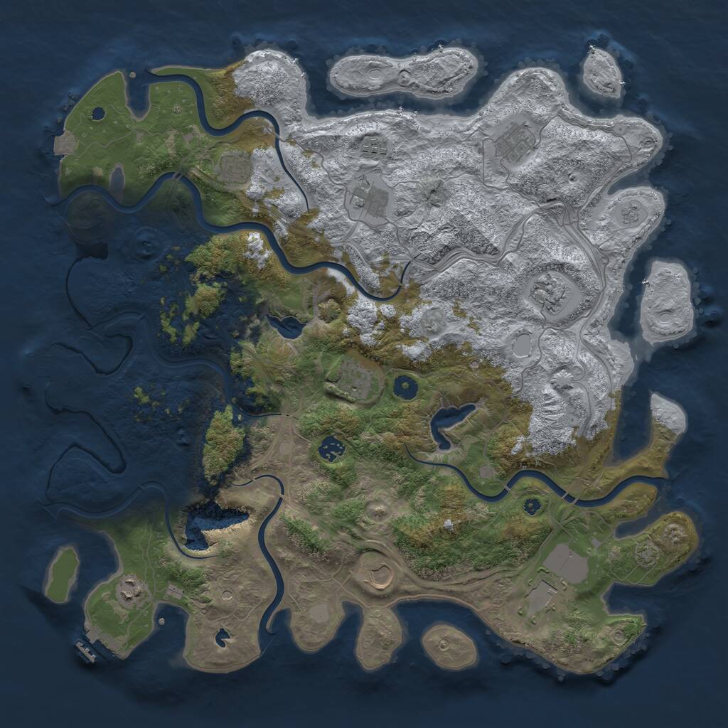 Rust Map: Procedural Map, Size: 4500, Seed: 303039693, 16 Monuments