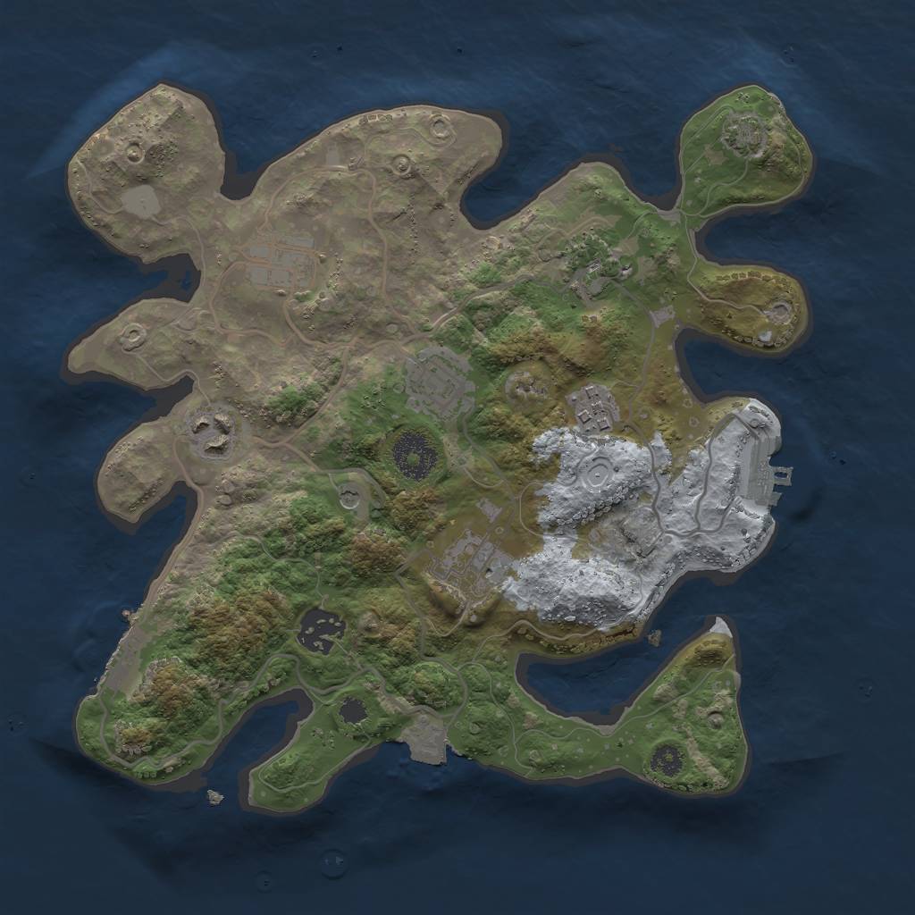 Rust Map: Procedural Map, Size: 3000, Seed: 973282543, 14 Monuments
