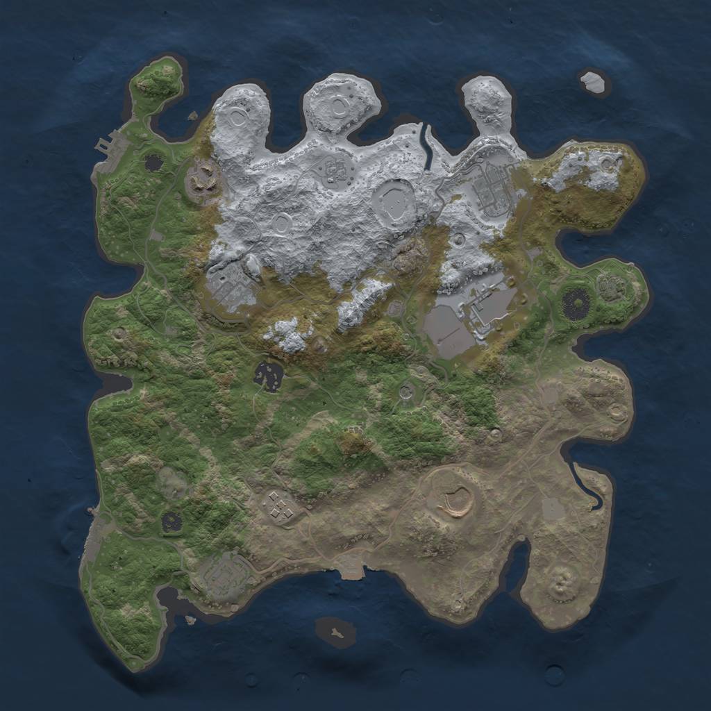 Rust Map: Procedural Map, Size: 3500, Seed: 625268698, 16 Monuments