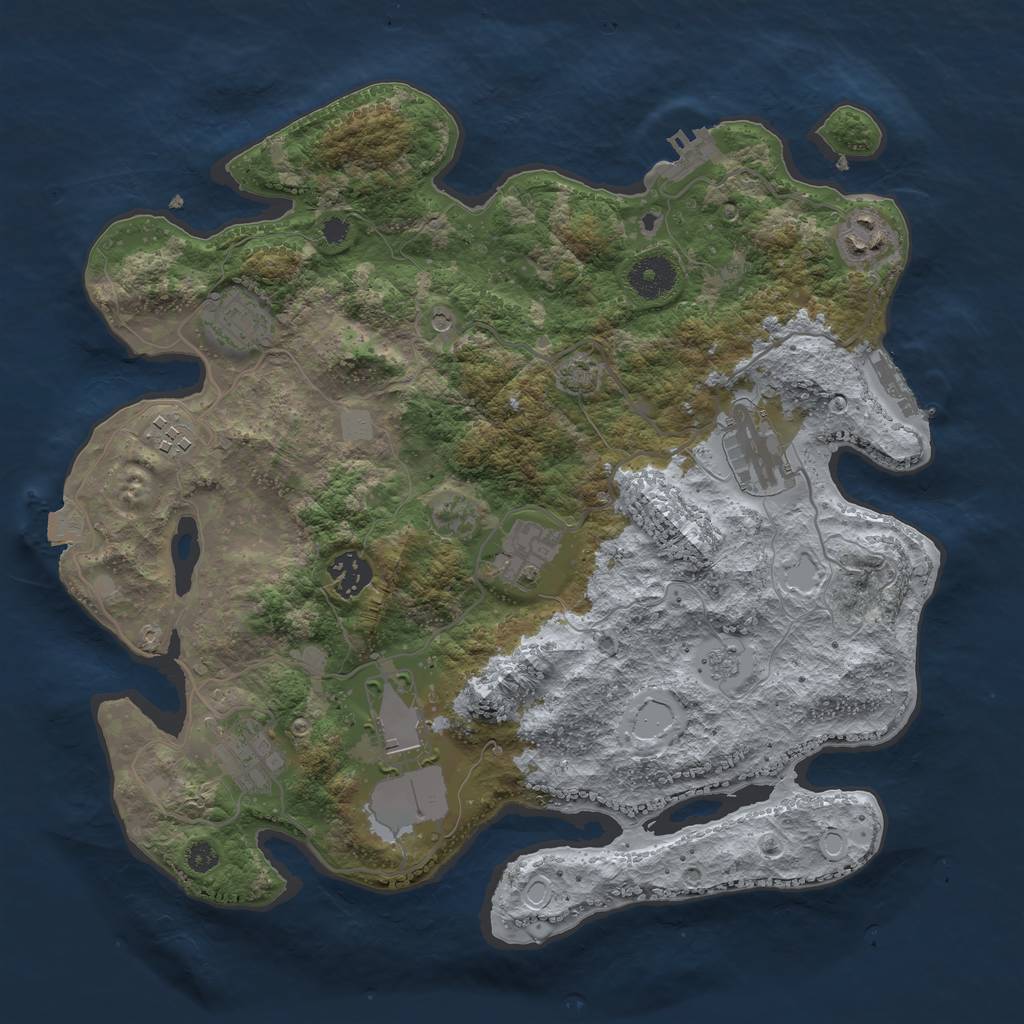 Rust Map: Procedural Map, Size: 3500, Seed: 1545057236, 16 Monuments