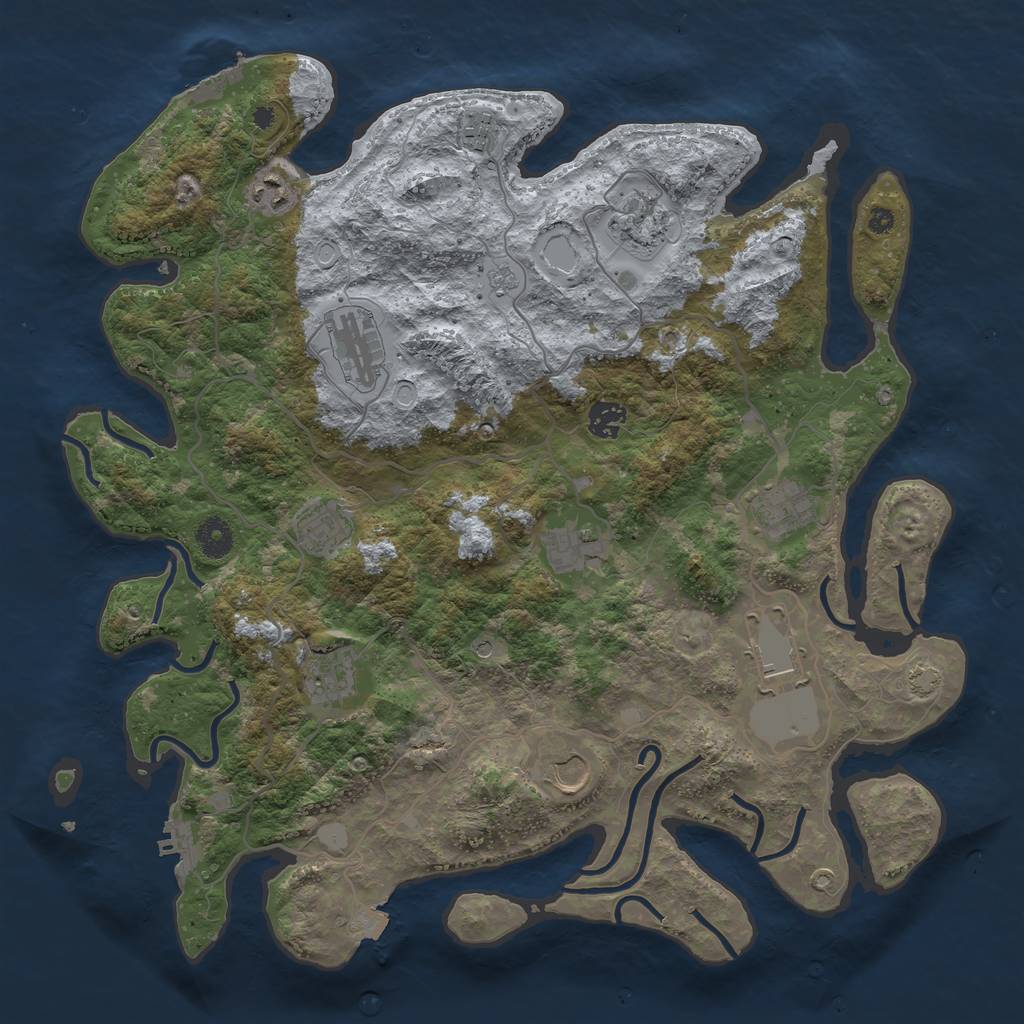 Rust Map: Procedural Map, Size: 4000, Seed: 540394552, 19 Monuments