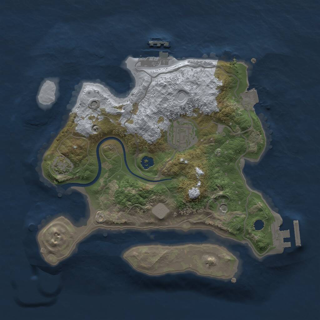 Rust Map: Procedural Map, Size: 2500, Seed: 1355885936, 6 Monuments