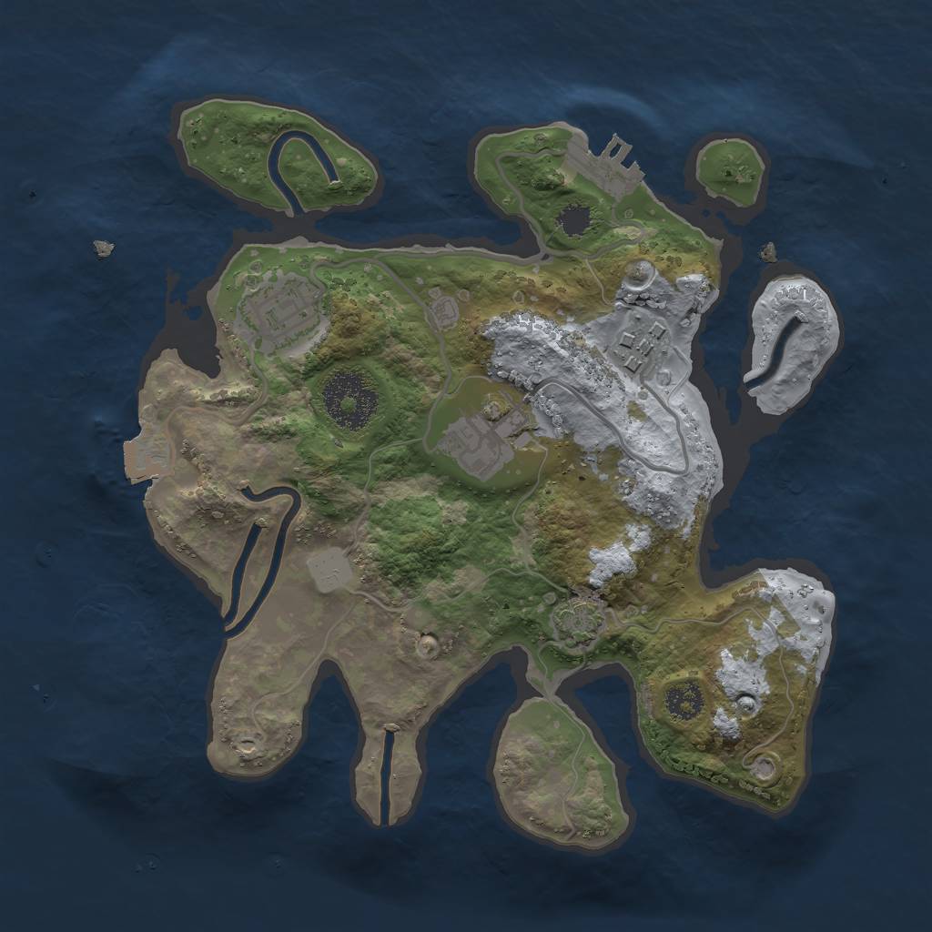 Rust Map: Procedural Map, Size: 2500, Seed: 1415140494, 8 Monuments