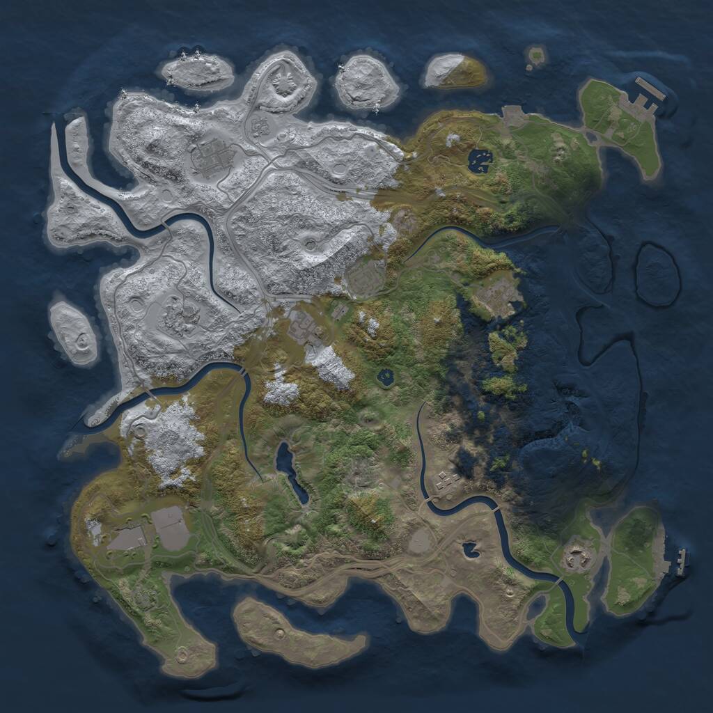 Rust Map: Procedural Map, Size: 4250, Seed: 1341154785, 15 Monuments