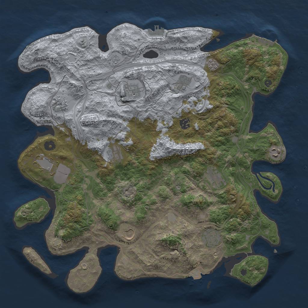 Rust Map: Procedural Map, Size: 4250, Seed: 1922242318, 19 Monuments