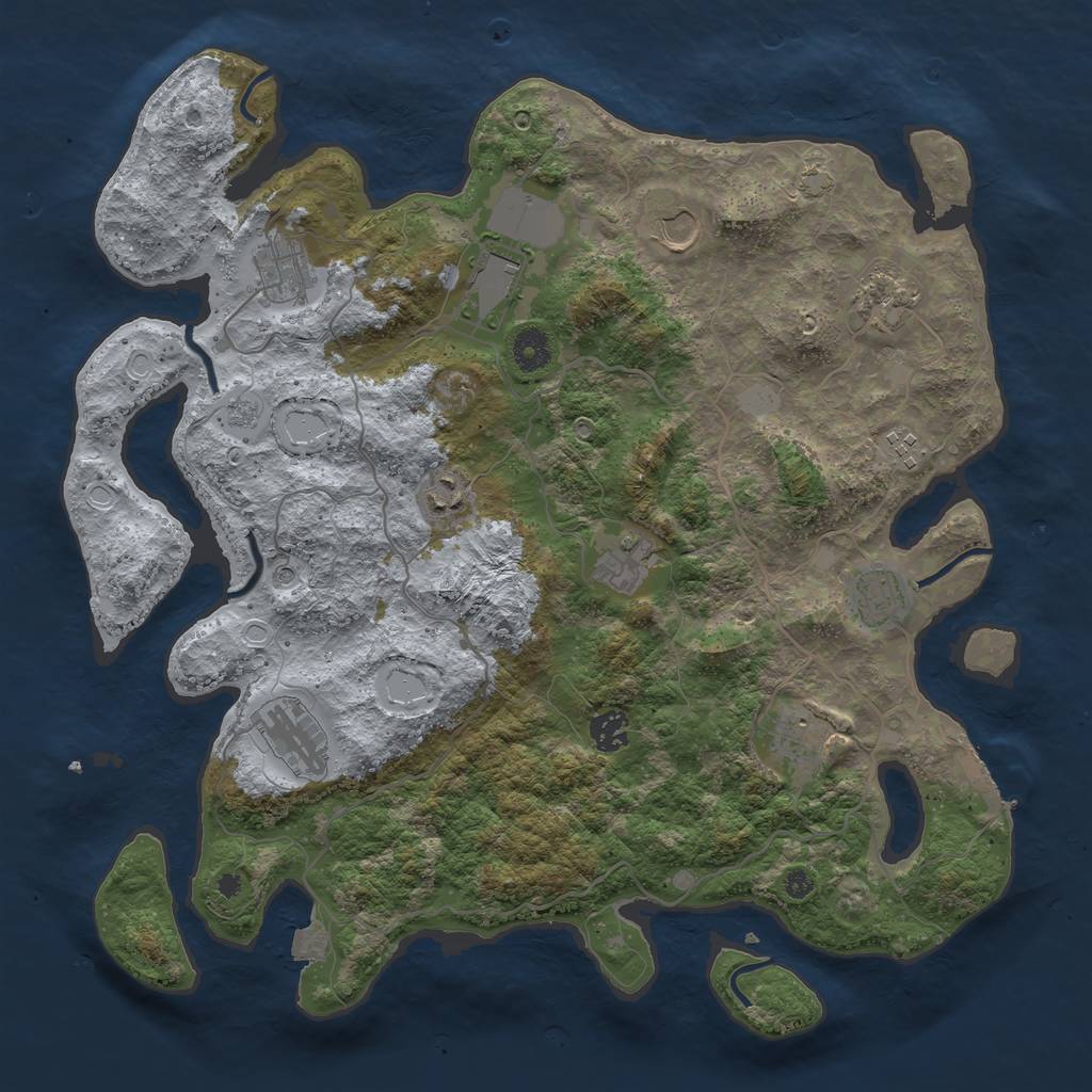 Rust Map: Procedural Map, Size: 4000, Seed: 150103474, 18 Monuments