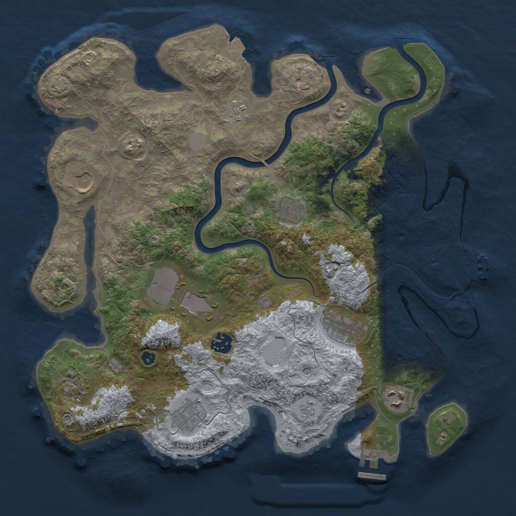 Rust Map: Procedural Map, Size: 3750, Seed: 740046, 15 Monuments