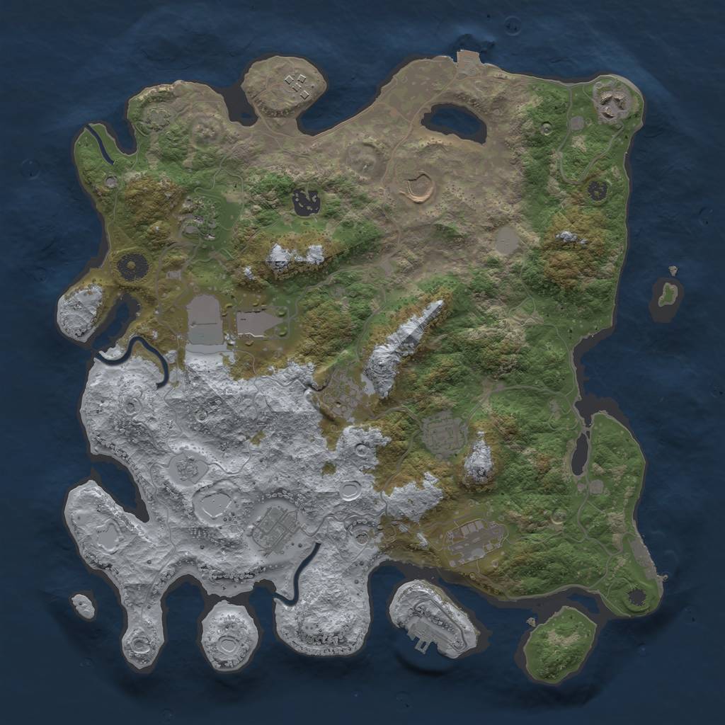 Rust Map: Procedural Map, Size: 3750, Seed: 167643, 18 Monuments