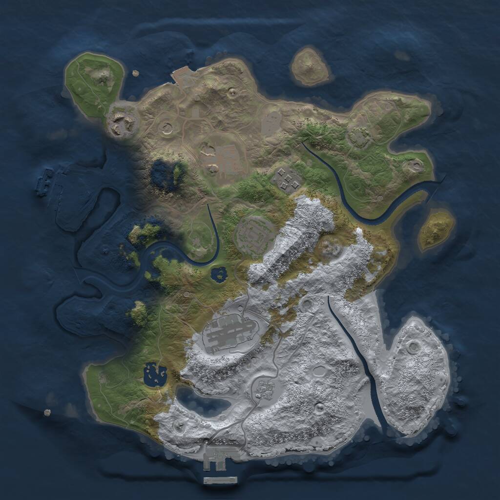 Rust Map: Procedural Map, Size: 3000, Seed: 1501026724, 12 Monuments