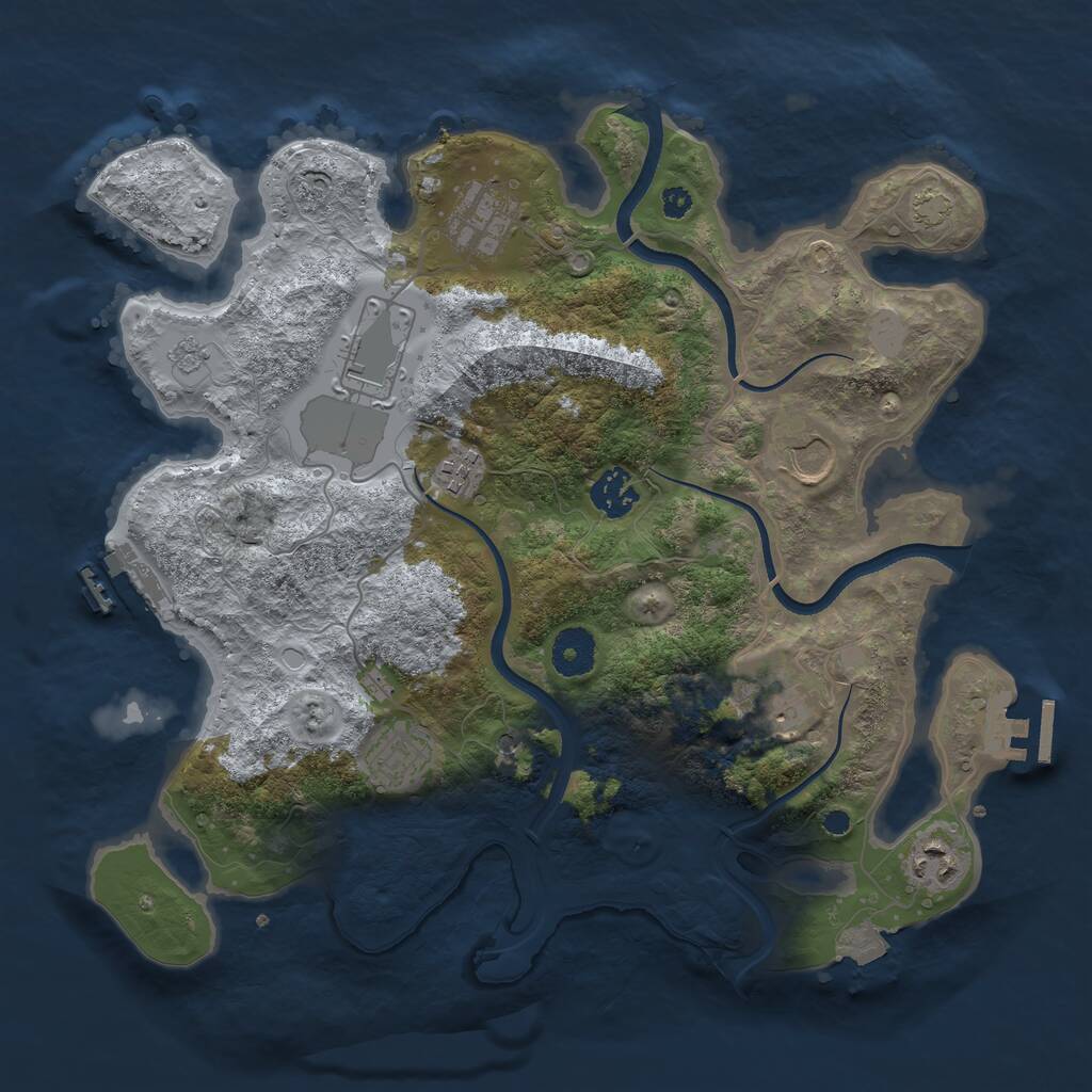 Rust Map: Procedural Map, Size: 3500, Seed: 252078735, 14 Monuments