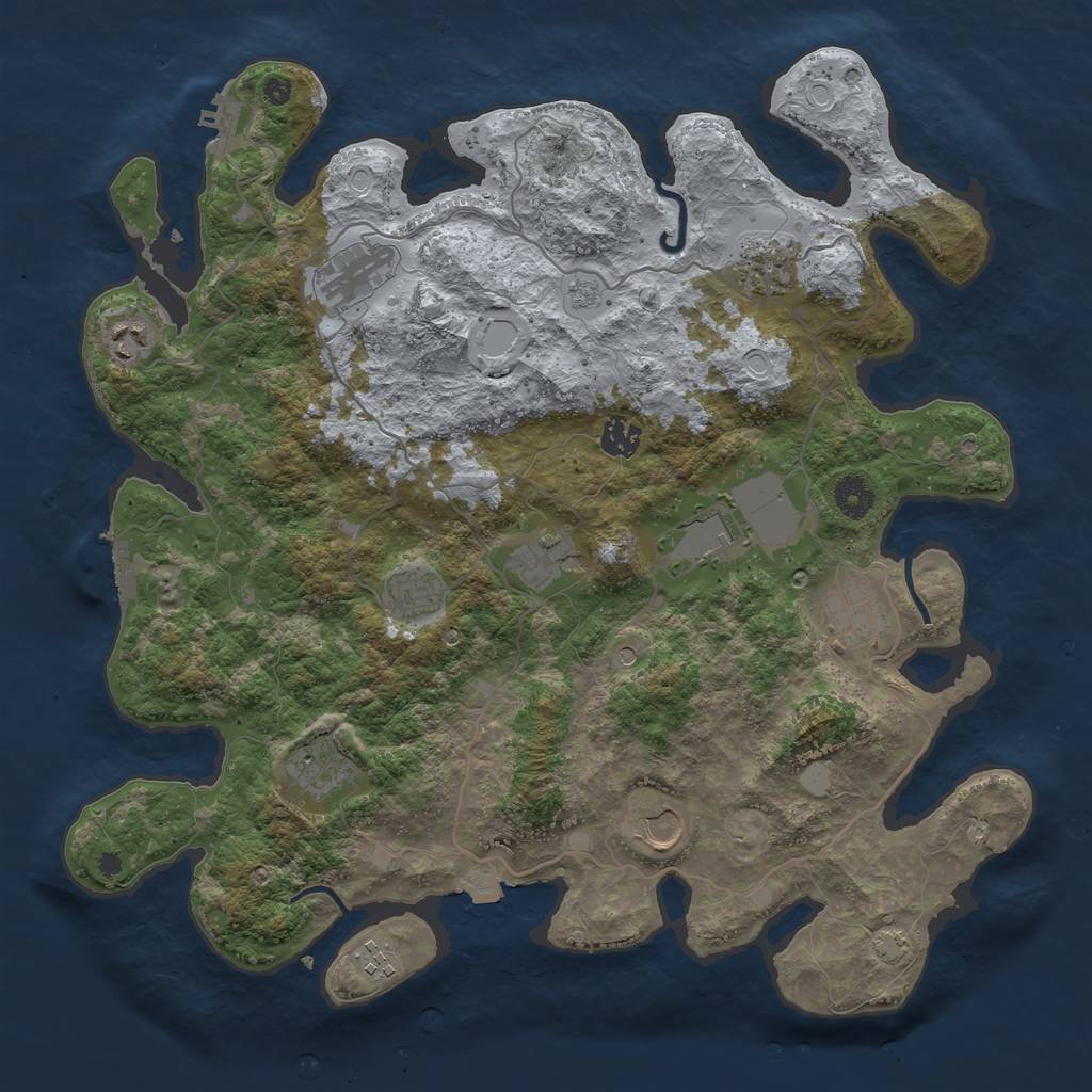 Rust Map: Procedural Map, Size: 4000, Seed: 520328853, 19 Monuments