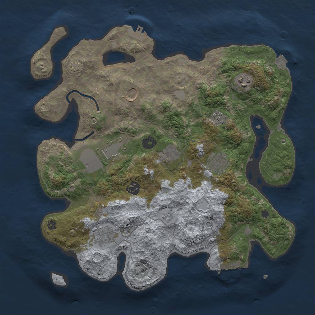Rust Map: Procedural Map, Size: 3500, Seed: 164266464, 16 Monuments