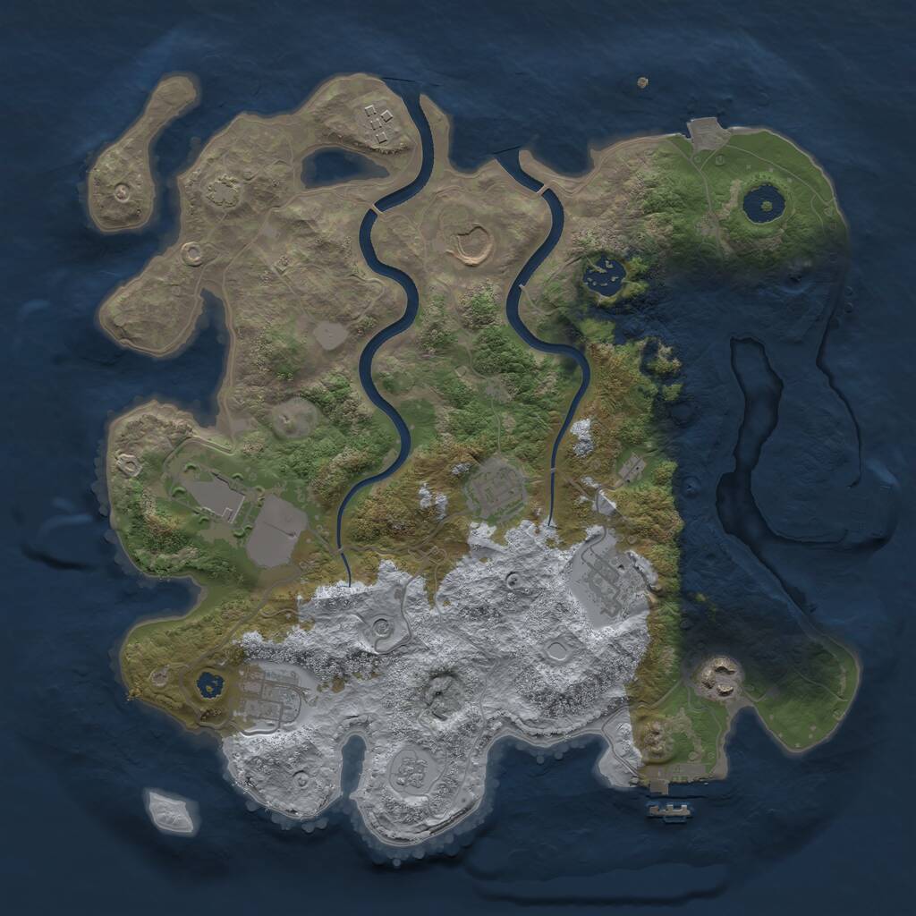 Rust Map: Procedural Map, Size: 3500, Seed: 164266464, 14 Monuments