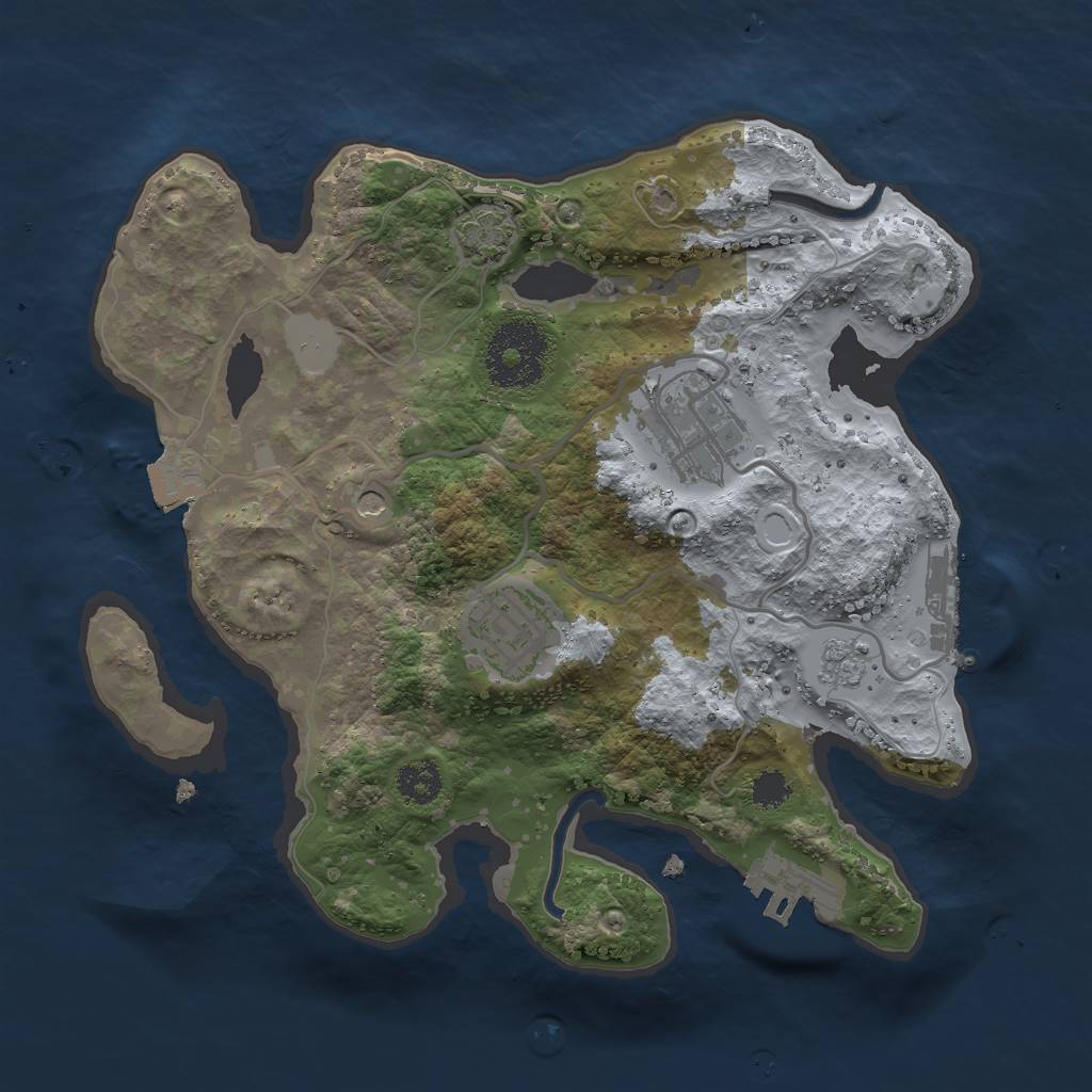 Rust Map: Procedural Map, Size: 2500, Seed: 377849977, 10 Monuments