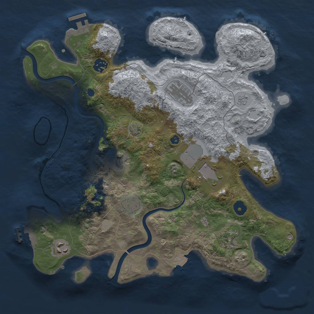 Rust Map: Procedural Map, Size: 3500, Seed: 1902858321, 14 Monuments