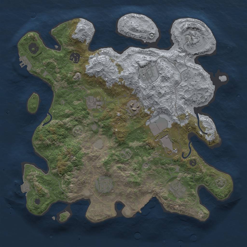 Rust Map: Procedural Map, Size: 3500, Seed: 1902858321, 16 Monuments