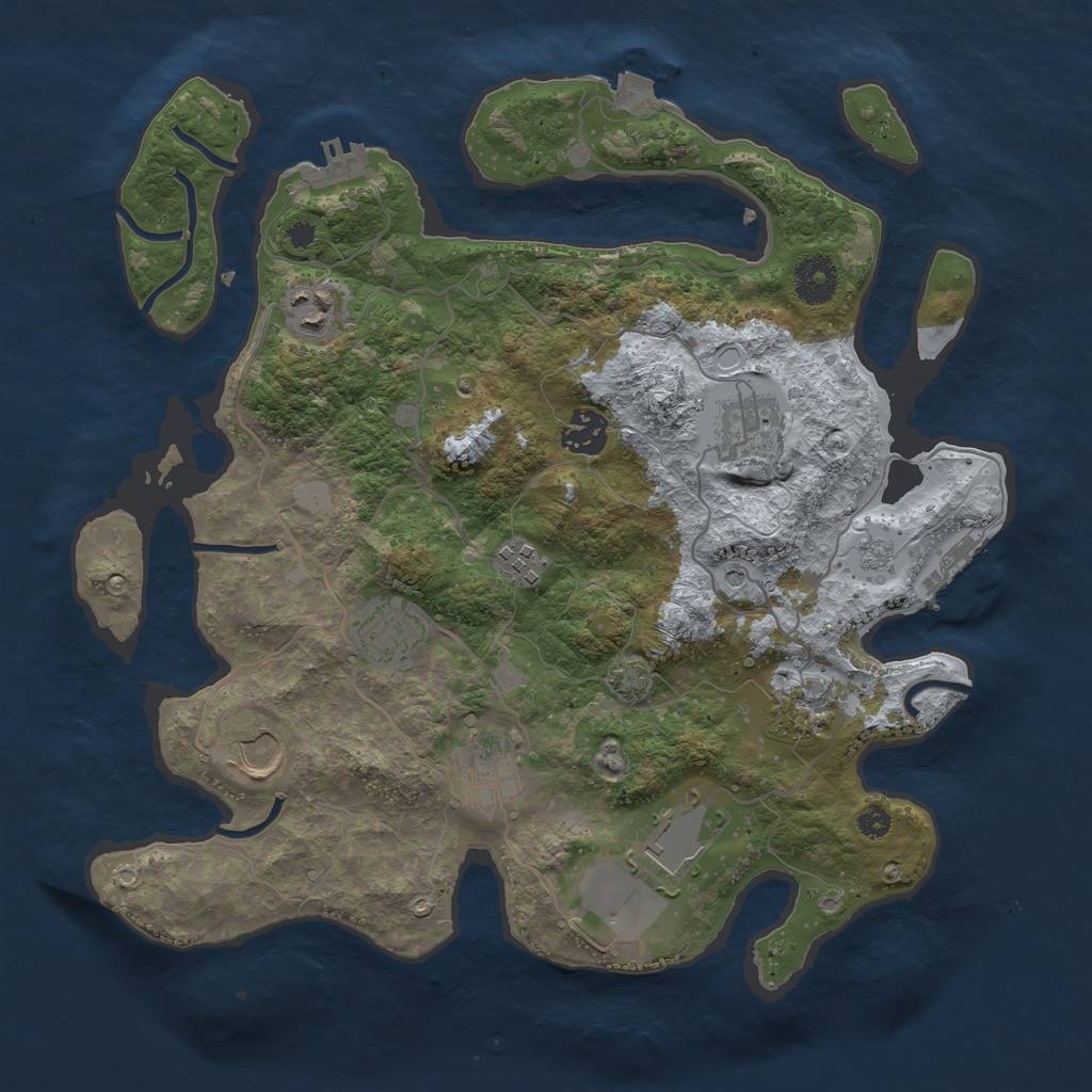 Rust Map: Procedural Map, Size: 3500, Seed: 445692371, 17 Monuments