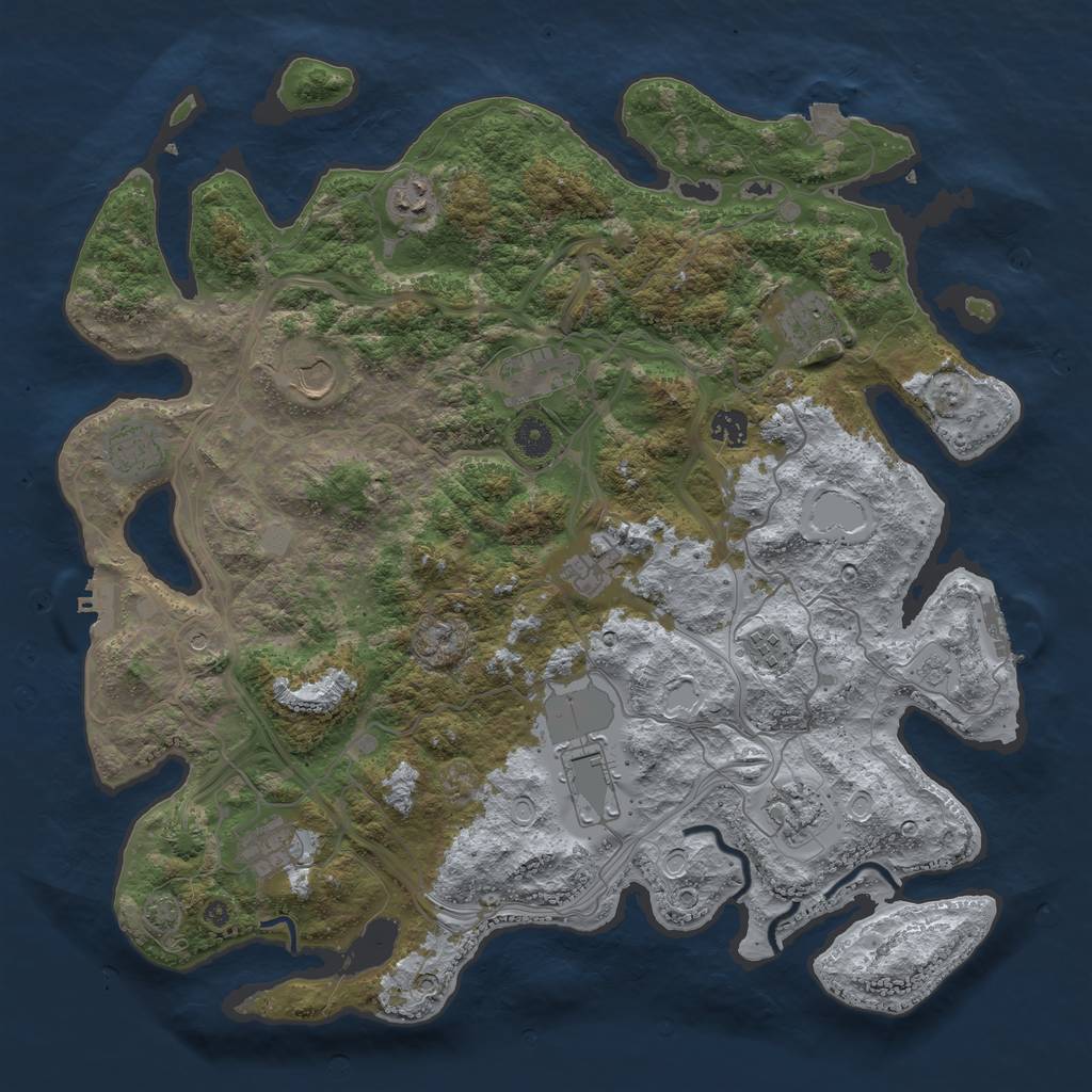 Rust Map: Procedural Map, Size: 4250, Seed: 496883541, 19 Monuments