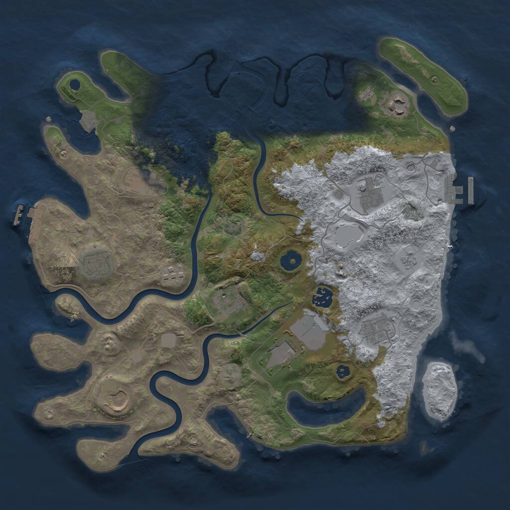 Rust Map: Procedural Map, Size: 3750, Seed: 759383491, 16 Monuments
