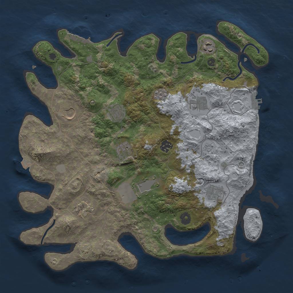 Rust Map: Procedural Map, Size: 3750, Seed: 759383491, 18 Monuments